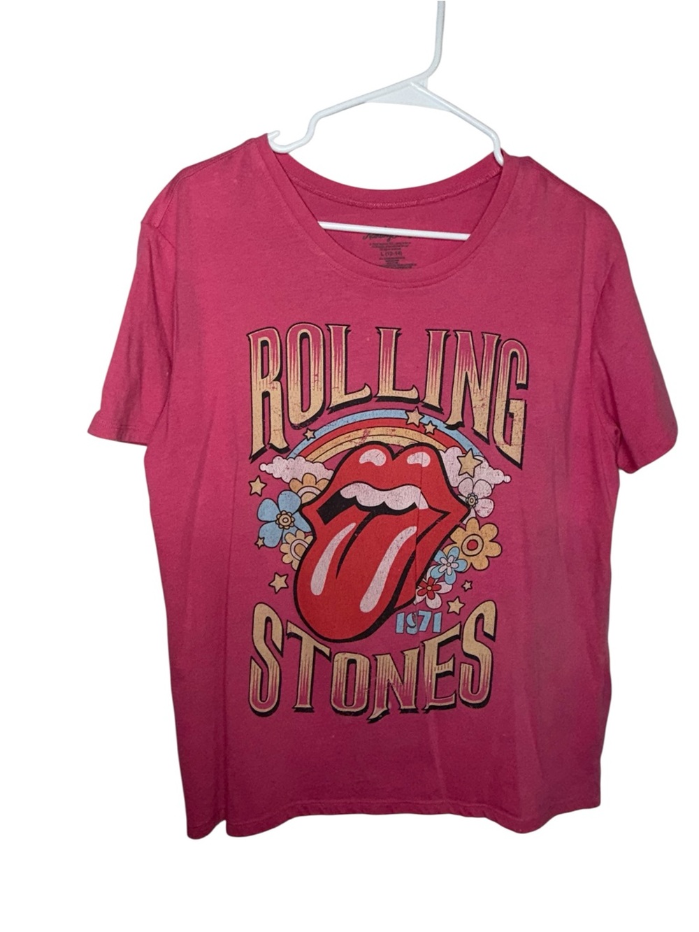 the Rolling Stones Kids Fuchsia Graphic Tee with Retro Tongue Logo